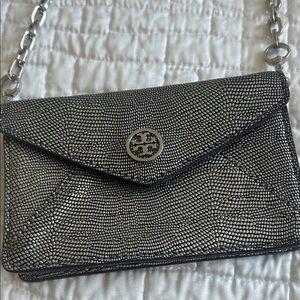 Tory Burch Metallic Black Clutch